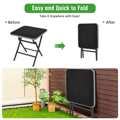 Tangkula 5-Piece Rattan Patio Dining Set, No Assembly Needs, Square Folding Table & 4 Stackable Chairs Set - NP10107+NP10073WL