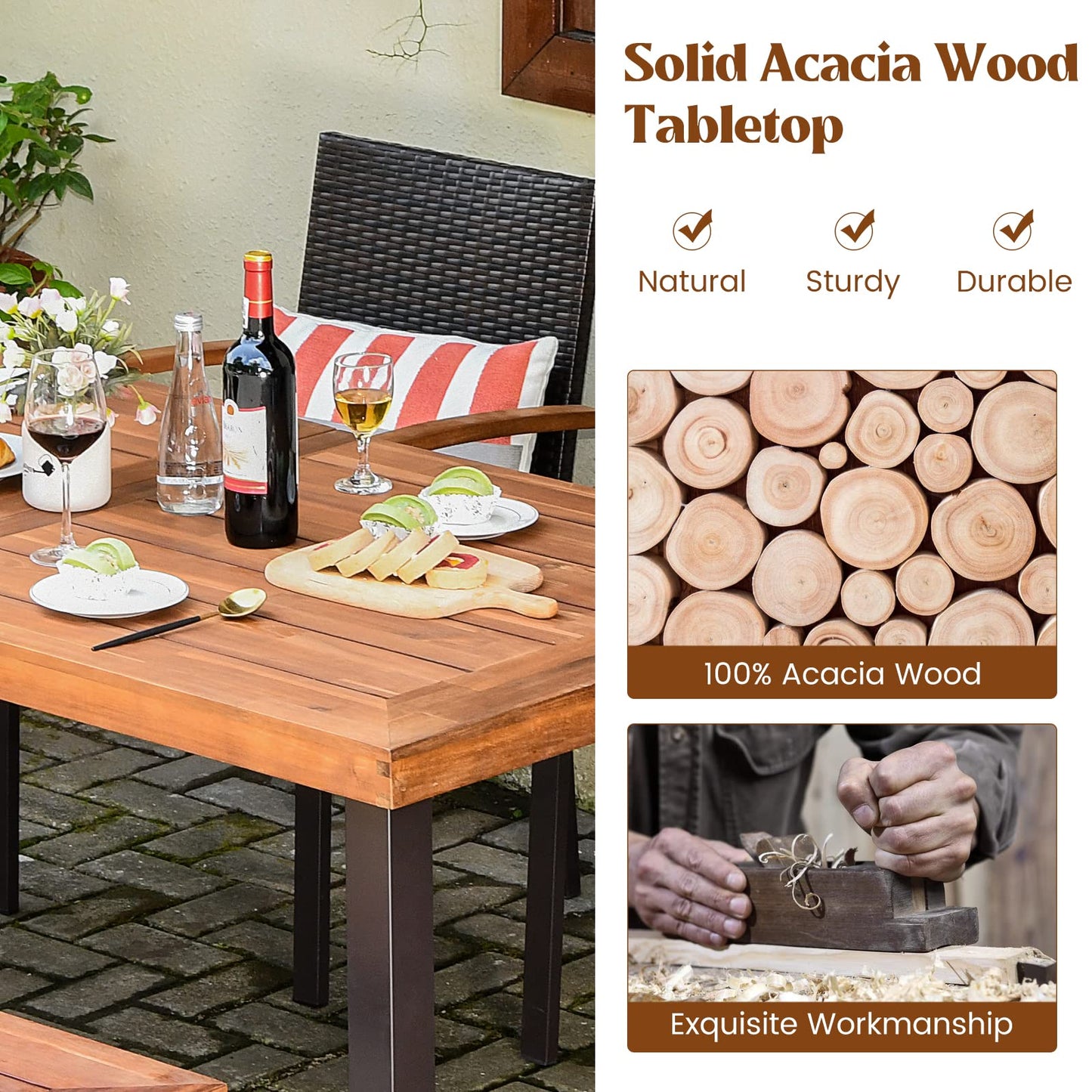 Tangkula 6 Piece Outdoor Dining Set, Patiojoy Outdoor Wicker Conversation Set - HW66354+OP70690+HW66352