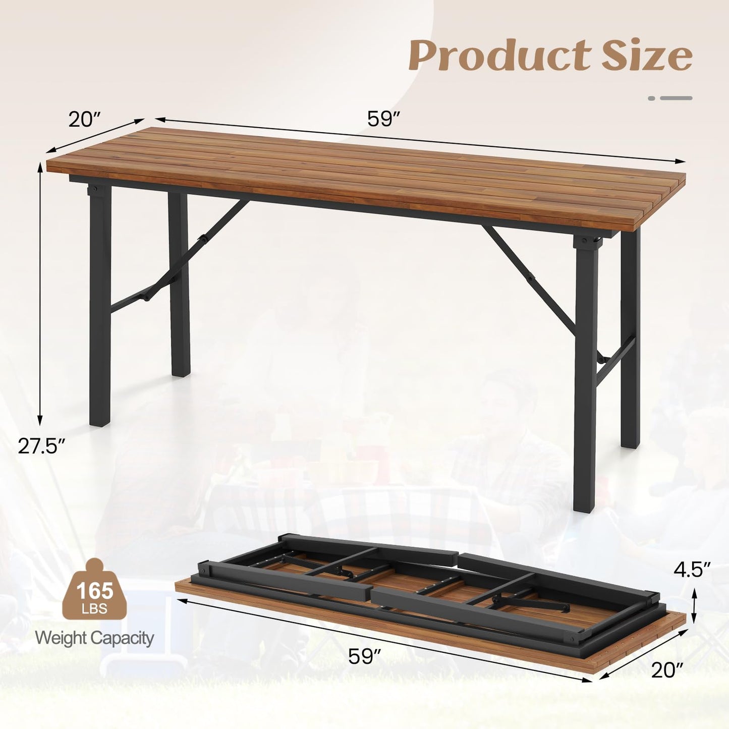 Tangkula Outdoor Dining Table With Benches for 4-6 Persons, No Assembly - HV10581+HV10582