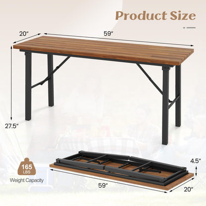 Tangkula Outdoor Dining Table With Benches for 4-6 Persons, No Assembly - HV10581+HV10582