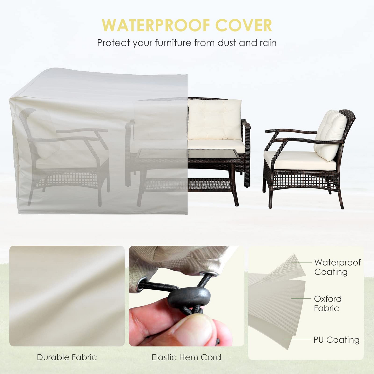 Tangkula Outdoor Rattan Furniture Set, Patiojoy Outdoor Wicker Sofa Set - 2*HW69353+