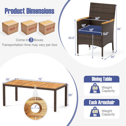 Tangkula 9 Pieces Patio PE Wicker Dining Set - HW73184WH+