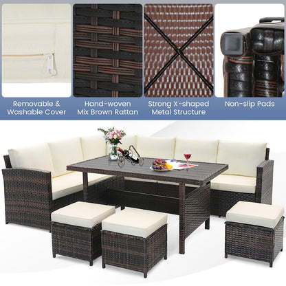 Tangkula 7 Pieces Wicker Patio Furniture Set - HW71243WH+