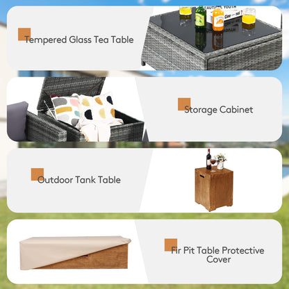 Tangkula 10 Pieces Patio Rattan Conversation Set, Patiojoy Outdoor Wicker Furniture Set - OP70343-A+OP70343-B+HW65782AGR+