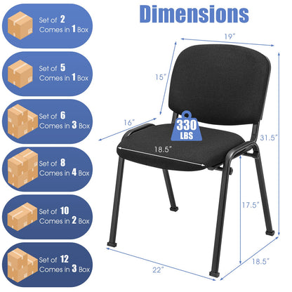 Tangkula Conference Room Chairs, Stackable Office Guest Chairs with Upholstered Back & Seat - CB10444BK-2