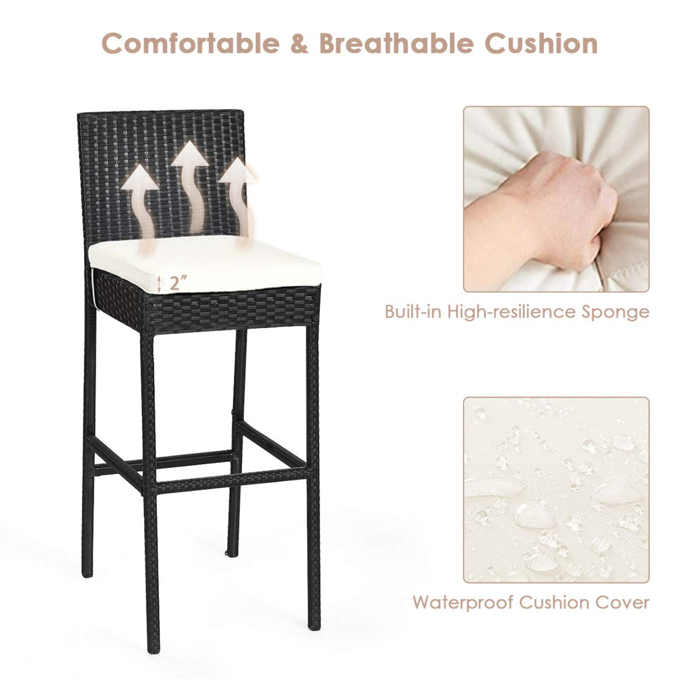 Tangkula 7 Pieces Outdoor Wicker Bar Set, Rattan Dining Set - HW63219+