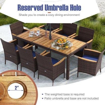 Tangkula 9 Pieces Patio PE Wicker Dining Set - HW73184WH+