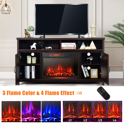 Tangkula Electric Fireplace TV Stand, 59 Inches TV Console - HV10083CF+FP10047US