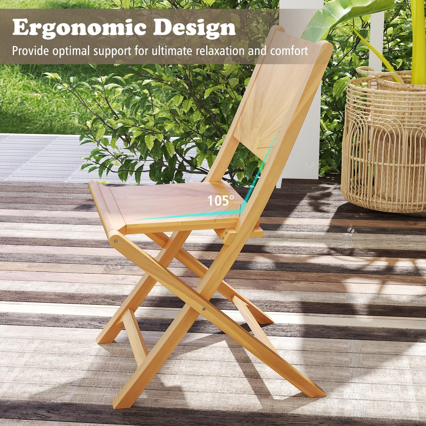 Tangkula 2/4 Pieces Folding Patio Chairs(Sun Back) - 2*JV12297