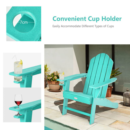 Tangkula Adirondack Chair Outdoor, Fade Resistant HDPE Armchairs with Cup Holder - 4*NP10292BK