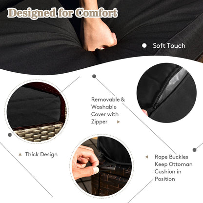 Tangkula 9 Pieces Patio Furniture Set with 50,000 BTU Propane Fire Pit Table - NP10618GR+HW68592DK+