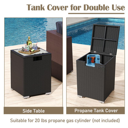 Tangkula 12 Pieces Patio Furniture Set with 32” Fire Pit Table and Propane Tank Cover - NP10261BK+HW71507DKA+