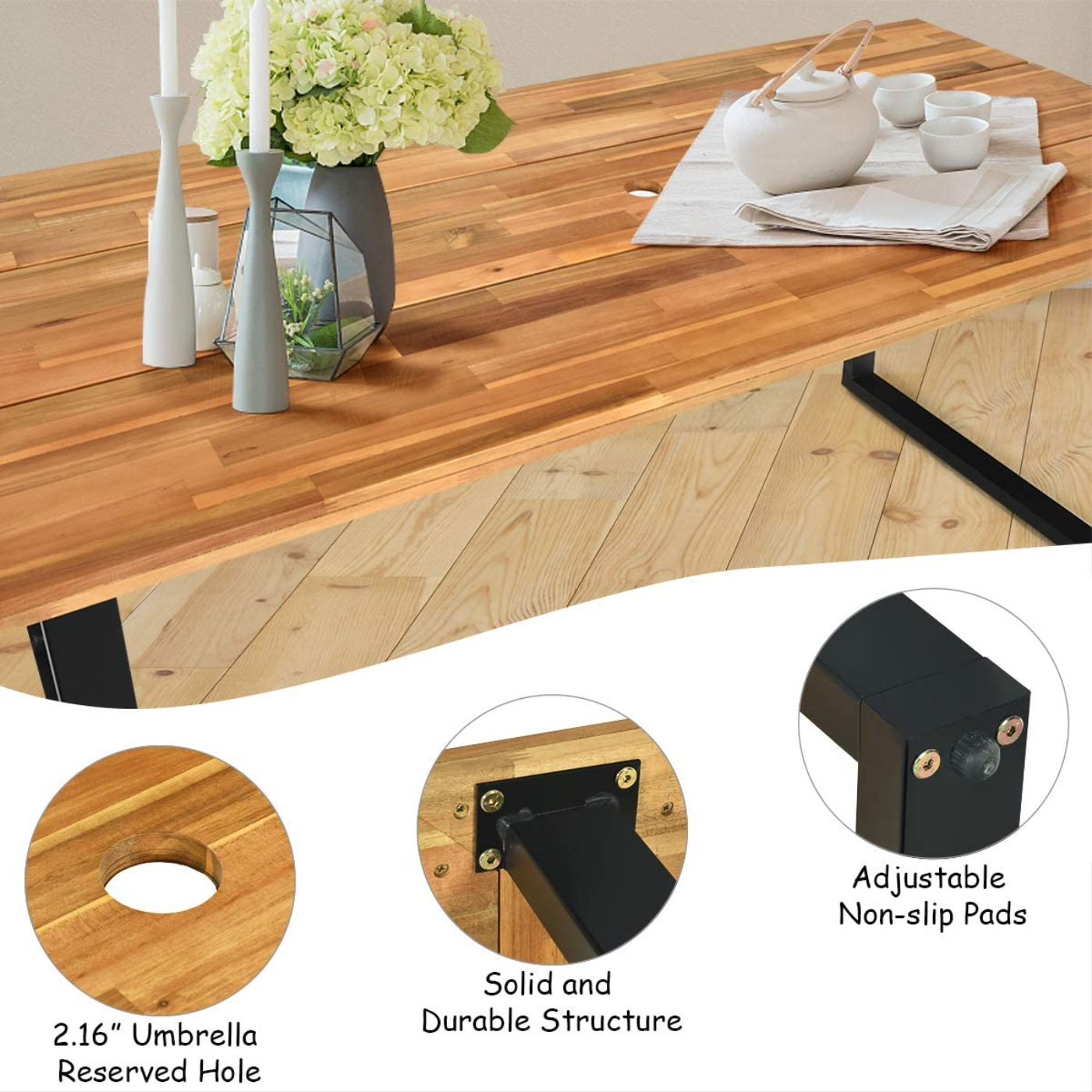 Tangkula 7 Pieces Outdoor Patio Dining Set, Patiojoy Outdoor Conversation Set - HW65219A+