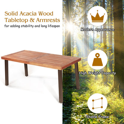 Tangkula 5 Pieces Wicker Patio Dining Set, Patiojoy Outdoor Rattan Backyard Porch Garden Dining Set - HW66354+2*OP70702+OP70689