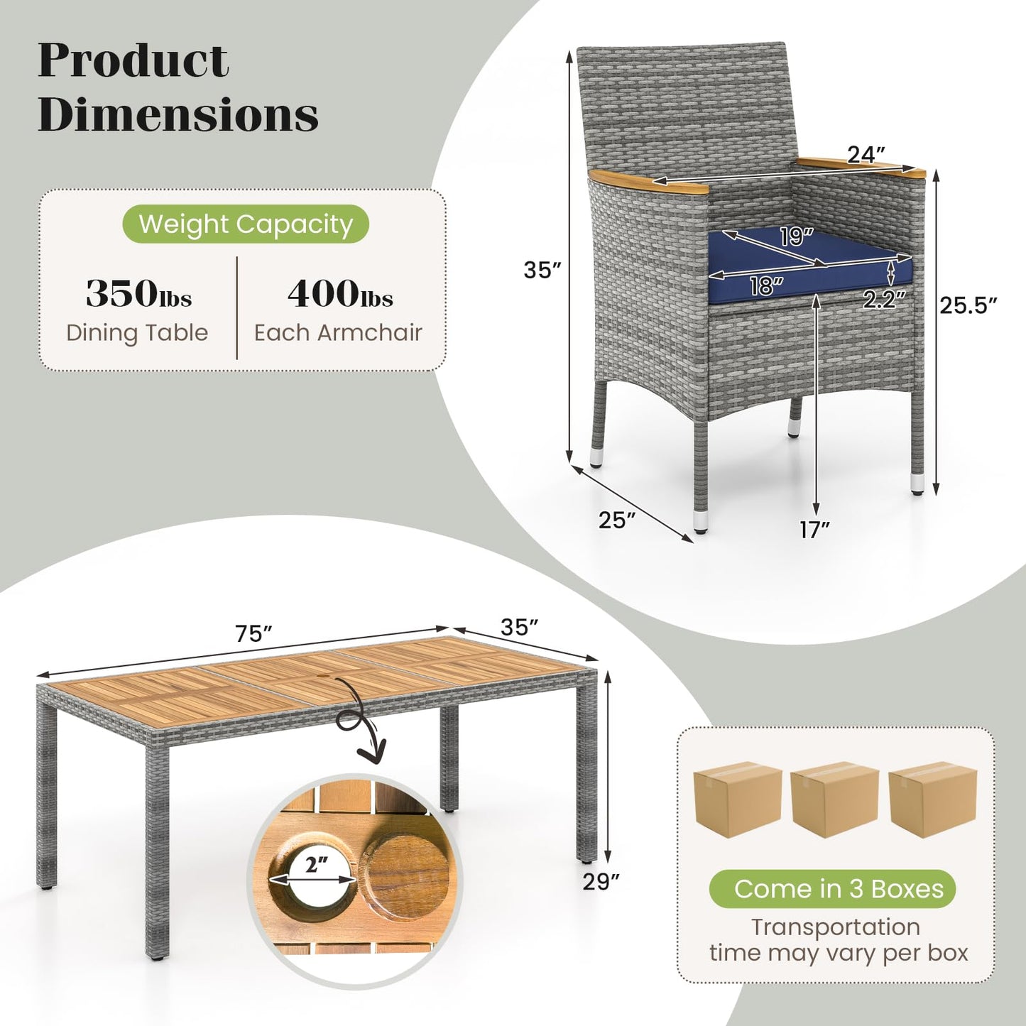 Tangkula 9 Pieces Patio PE Wicker Dining Set - HW73183NY+