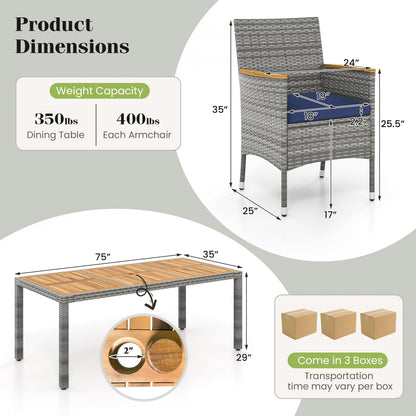 Tangkula 9 Pieces Patio PE Wicker Dining Set - HW73183NY+