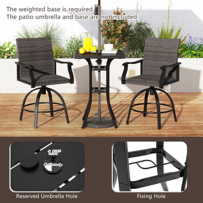 Tangkula 3 Pieces Wicker Patio Swivel Bar Set - NP12166DK+