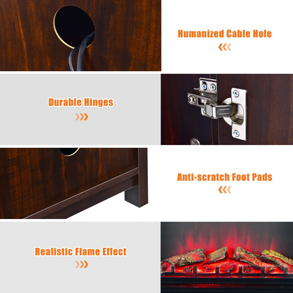 Tangkula Electric Fireplace TV Stand, 59 Inches TV Console - HV10083CF+FP10047US