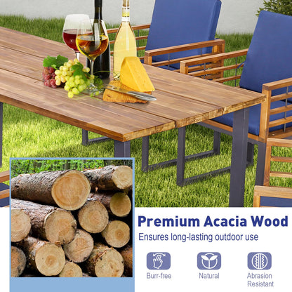 Tangkula 7 Piece Patio Dining Set, Acacia Wood Dining Chair & Table Set - HW70983NY+
