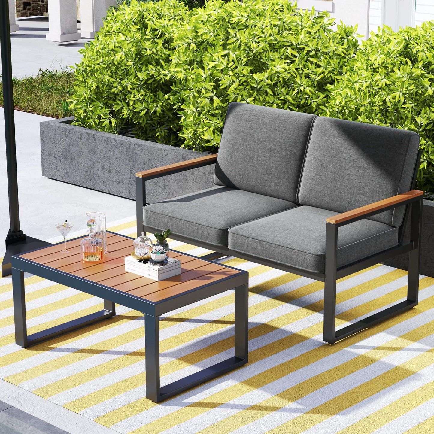 Tangkula 4/8 Piece Patio Aluminum Furniture Set(Gray) - NP11997GR+