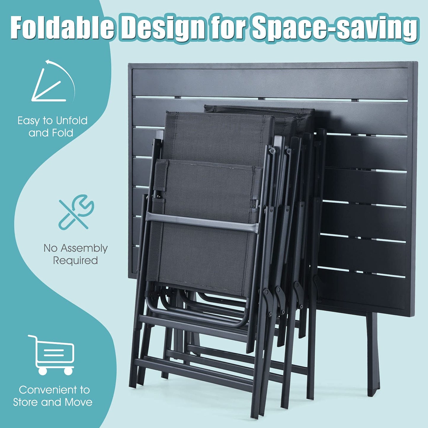 Tangkula 5 Pieces Patio Dining Set, No Assembly Required, Outdoor Dining Furniture with 4 Armchairs & 1 Dining Table - NP10070WL-GR