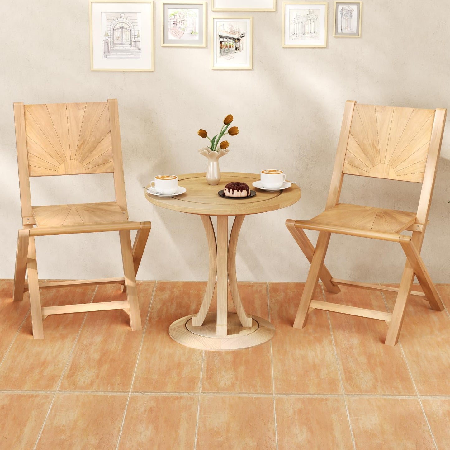 Tangkula 2/4 Pieces Folding Patio Chairs(Sun Back) - 2*JV12297