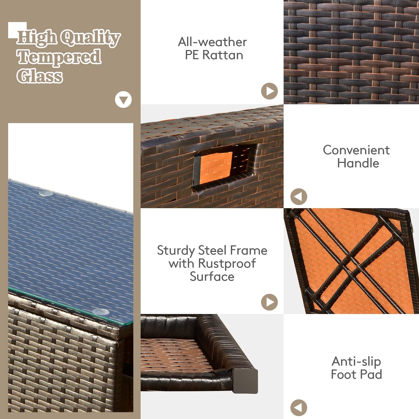 Tangkula 9 Pieces Patio Furniture Set with 50,000 BTU Propane Fire Pit Table - NP10618GR+HW68592DK+