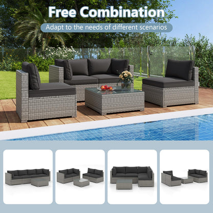 Tangkula 5-Piece Outdoor Patio Sectional Sofa Couch - HW73141GR+