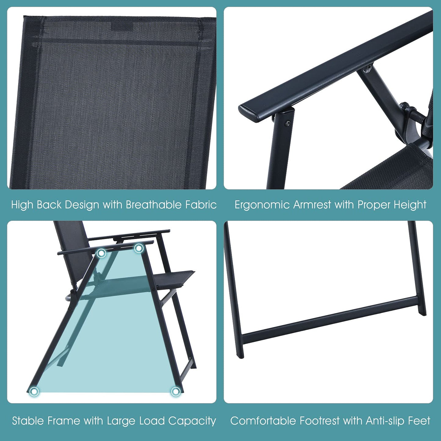 Tangkula 5 Pieces Patio Dining Set, No Assembly Required, Outdoor Dining Furniture with 4 Armchairs & 1 Dining Table - NP10070WL-GR