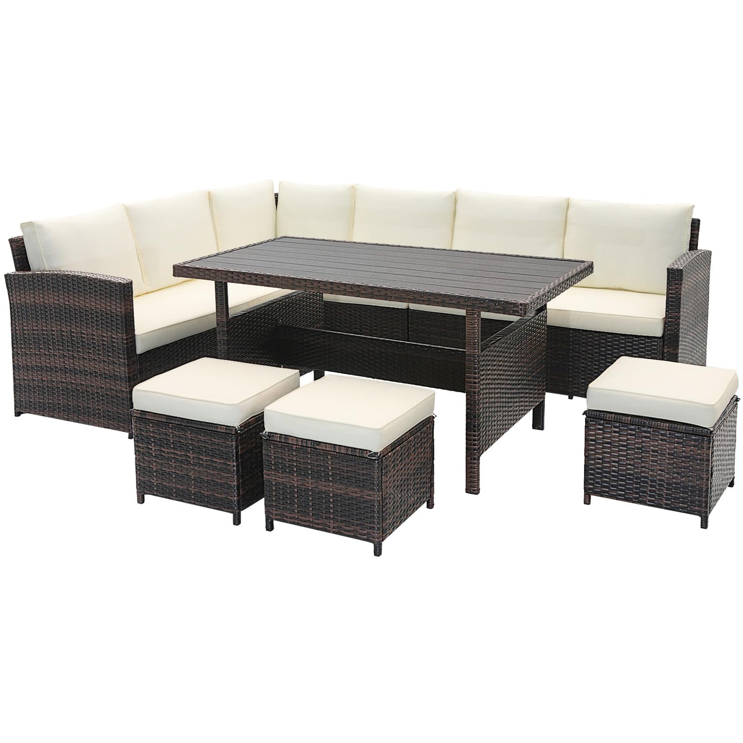 Tangkula 7 Pieces Wicker Patio Furniture Set - HW71243WH+