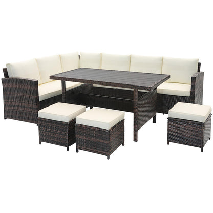 Tangkula 7 Pieces Wicker Patio Furniture Set - HW71243WH+