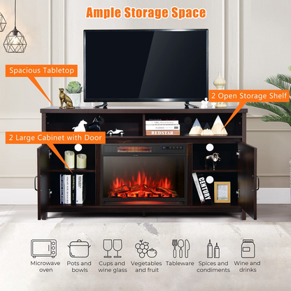Tangkula Electric Fireplace TV Stand, 59 Inches TV Console - HV10083CF+FP10047US