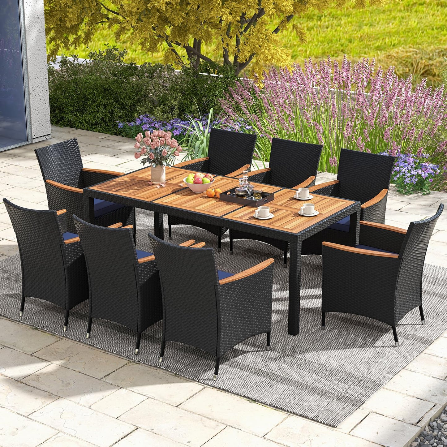 Tangkula 9 PCS Patio Dining Set for 8 - HW73185NY+