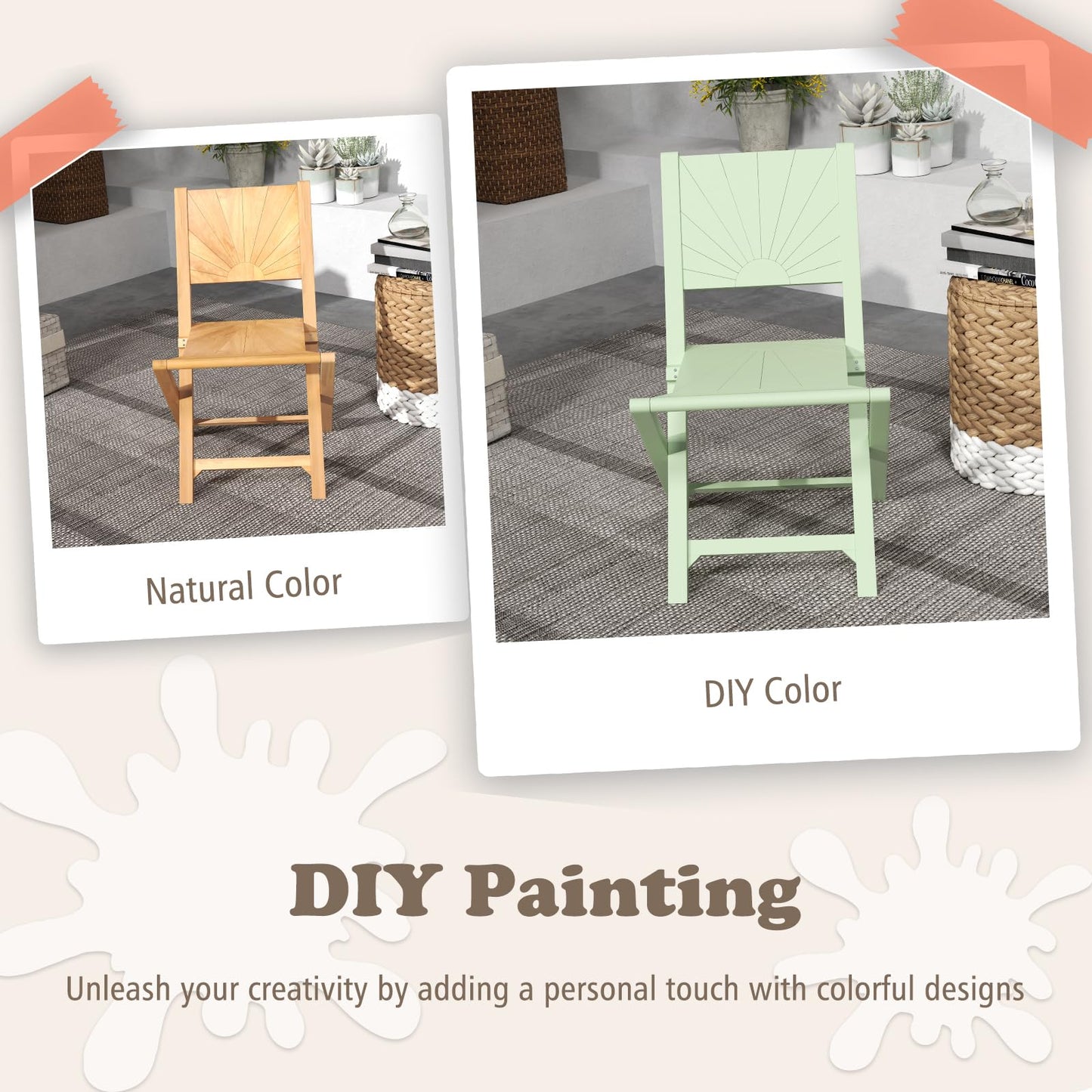 Tangkula 2/4 Pieces Folding Patio Chairs(Sun Back) - 2*JV12297