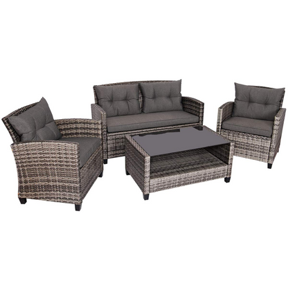 Tangkula Patio Wicker Conversation Furniture Set - HW65630+
