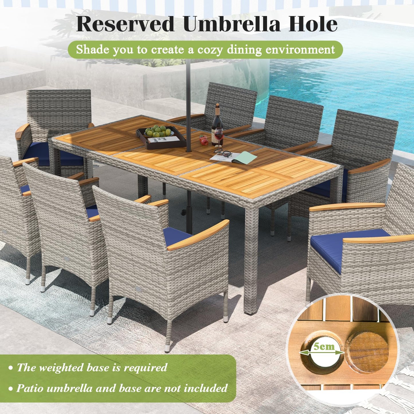 Tangkula 9 Pieces Patio PE Wicker Dining Set - HW73183NY+