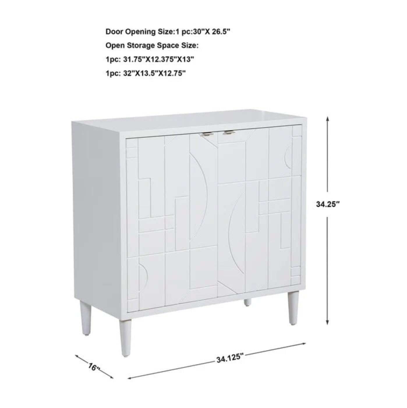 Uttermost Stockholm White 2 Door Cabinet 25105 -  25105