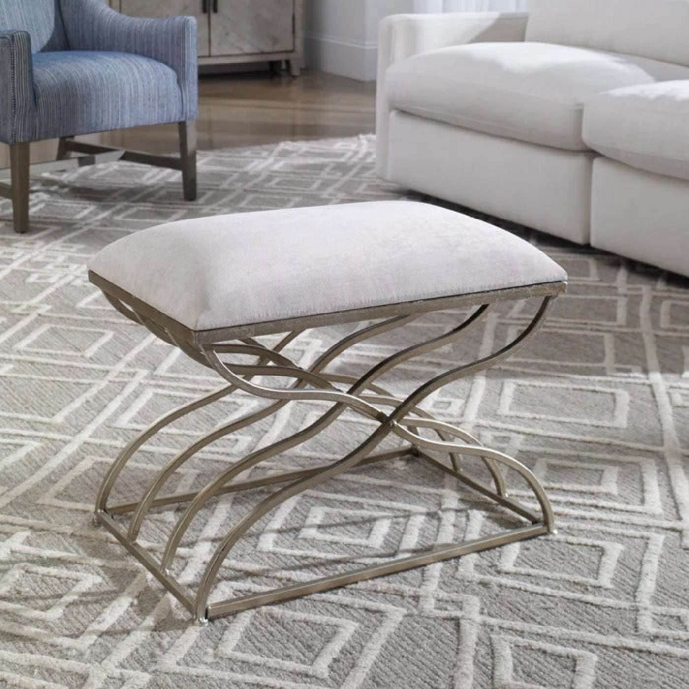 Uttermost Shea Satin Nickel Small Bench 23091 - 23091