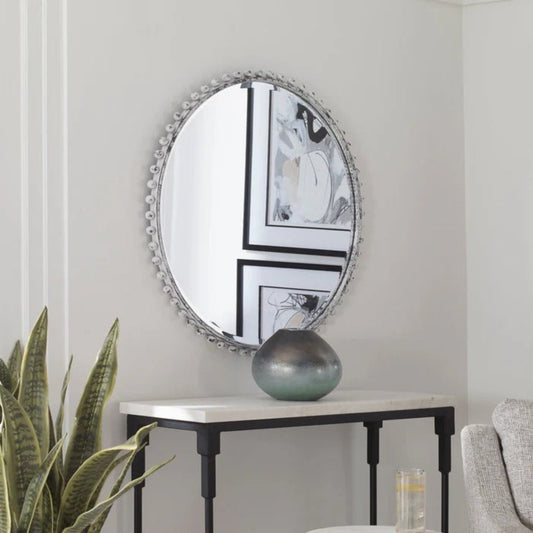 Uttermost Taza Aged White Round Mirror 09770 - 09770