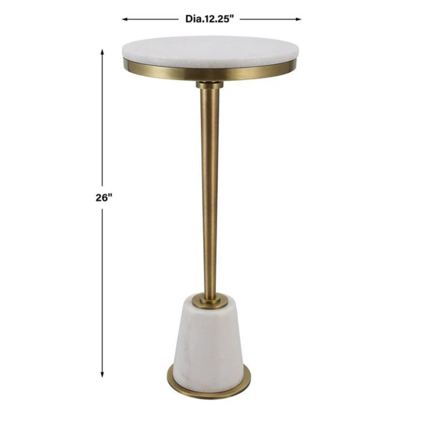Uttermost Edifice White Marble Drink Table 25177 - 25177