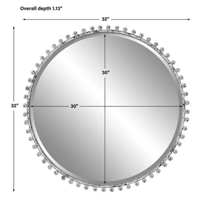 Uttermost Taza Aged White Round Mirror 09770 - 09770