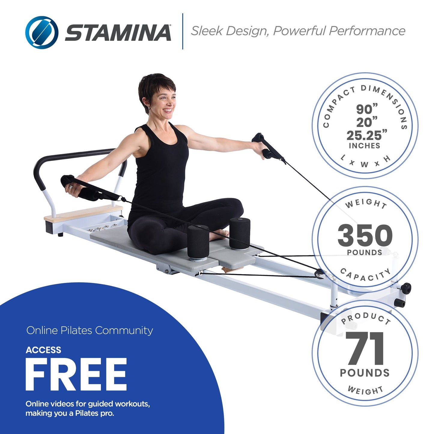 Stamina AeroPilates Precision Series Reformer Resistance Pilates Workout Board -249426