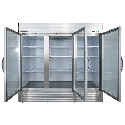Maxx Cold V-Series 3 Glass Door Reach-In Refrigerator, Bottom Mount, in Stainless Steel - MVR-72GDHC