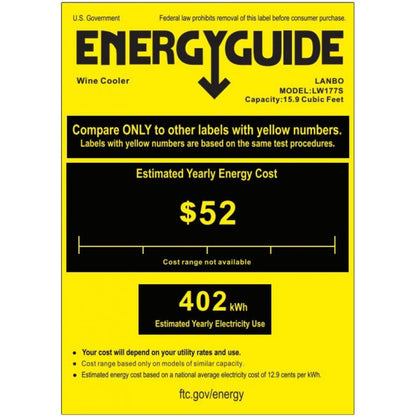 Lanbo 171 Bottles Single Zone Stainless Steel Wine Coolers - LW177S