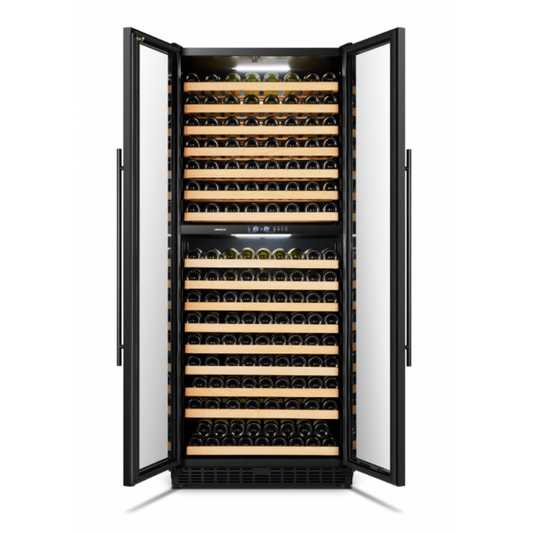 Lanbo 287 Bottles Dual Black French Door Wine Coolers - LP328D