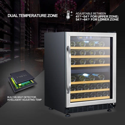 Lanbo 46 Bottles Dual Zone Stainless Steel Wine Coolers - LW46D