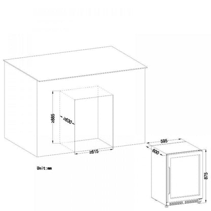 Lanbo 52 Bottles Single Zone Stainless Steel Wine Coolers - LW52S