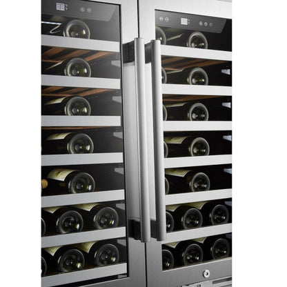 Lanbo 62 Bottles Dual Door Stainless Steel Wine Coolers - LP66D
