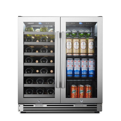 Lanbo Pro 30"  Dual Zone Stainless Steel Wine and Beverage Coolers - LP66B