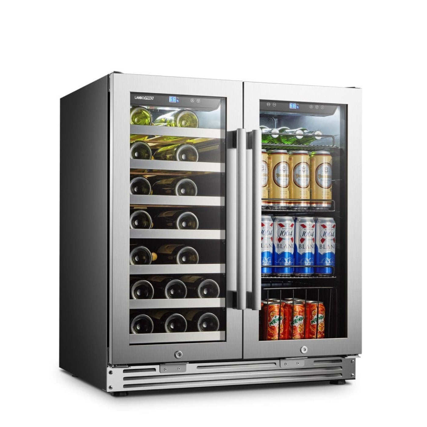 Lanbo Pro 30"  Dual Zone Stainless Steel Wine and Beverage Coolers - LP66B